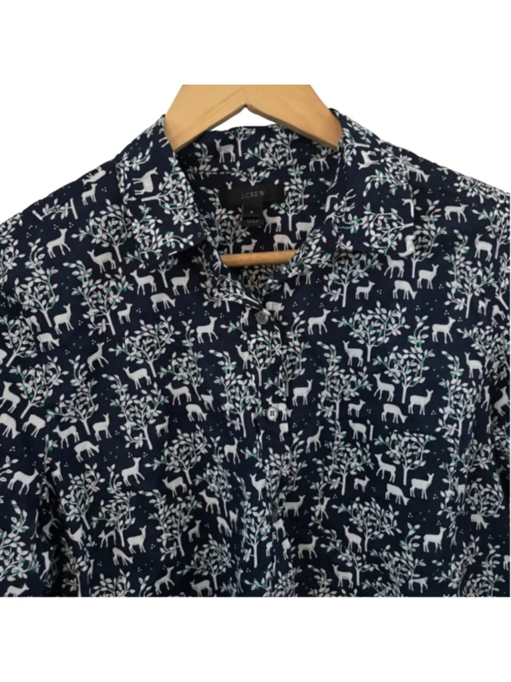 J. Crew Woodland Deer popover shirt SZ 8